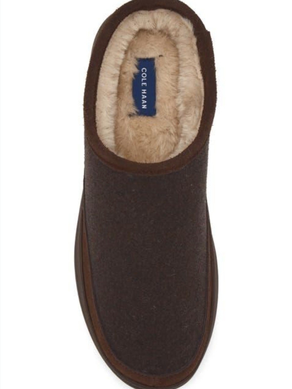 Cole Haan Men’s Brown Fleece-Lined Slip-On Slipper
